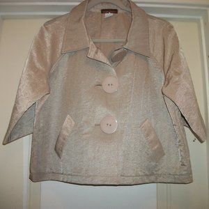 CLEAN GIRL QUIET LUXURY BEIGE SATINY RETRO BIG BUTTONS JACKET L
